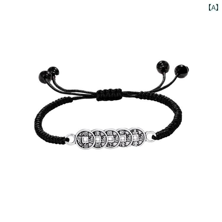 ブレスレット レディース メンズ ペア 赤色 手編み 紐 ラッキーアイテム 男性用 女性用 お守り 転運2