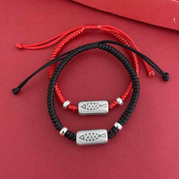 ブレスレット ペア 本命年 錦鯉 ラッキーアイテム 赤紐 手編み2