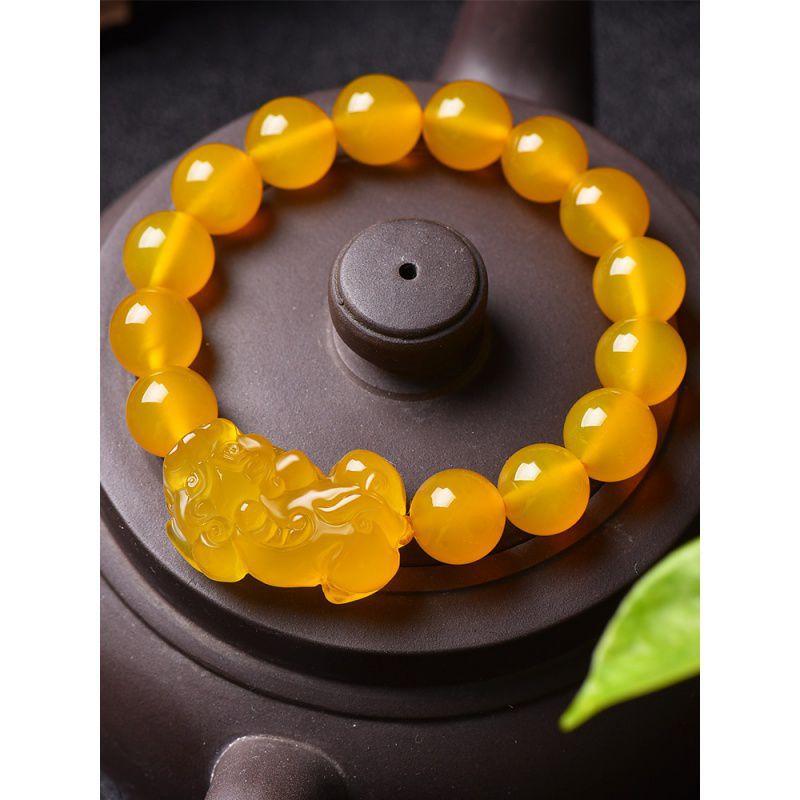 ブレスレット メンズ レディース 瑪瑙 玉石 水晶 転運珠 ピシュー ラッキーアイテム アクセサリー