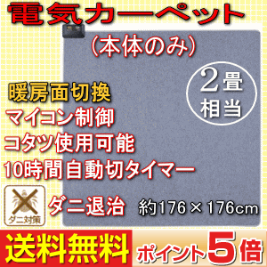 ホットカーペット本体(電気カーペット本体)　2畳用　10時間自動切タイマー・マイコン制御(節電)広電(KODEN)　CWC-2001節電提案コンパクトモデル。(お手軽 床暖房)