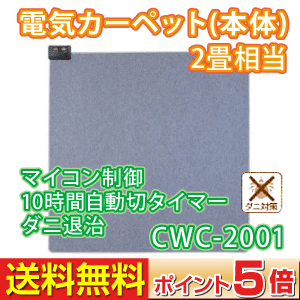 ホットカーペット本体(電気カーペット本体)　2畳用　10時間自動切タイマー・マイコン制御(節電)広電(KODEN)　CWC-2001節電提案コンパクトモデル。(お手軽 床暖房)