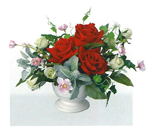 【送料無料】C1806-58(A1807-58)ティーローズ　赤いバラを可愛くアレンジ(鉢付き)