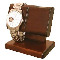 ウォッチスタンドW sc91 時計スタンド腕時計簡単に美しくディスプレイ2個掛けタイプ腕時計を置時計として三つ折れバックル【豊岡クラフト】木製品を工房より直送！【送料無料】