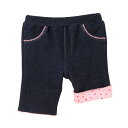 【ホットビスケッツ】リボンポケット付き☆6分丈ストレッチパンツ(インディゴブルー・110cm)