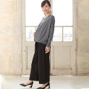 産前産後ながーく使えるワイドパンツ(ブラック×L)