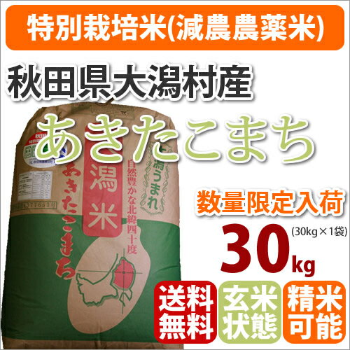 ≪23年産特別栽培米≫秋田県大潟村産 1等米あきたこまち玄米 30kg　送料無料＊北海道・沖縄・九州・一部離島は送料500円【一部送料無料】