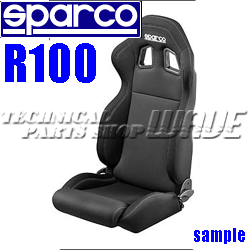 ■Sparco（スパルコ） R100 リクライニングシート ブラック / ブラックボーダー （ホワイトステッチ）【FS_708-9】