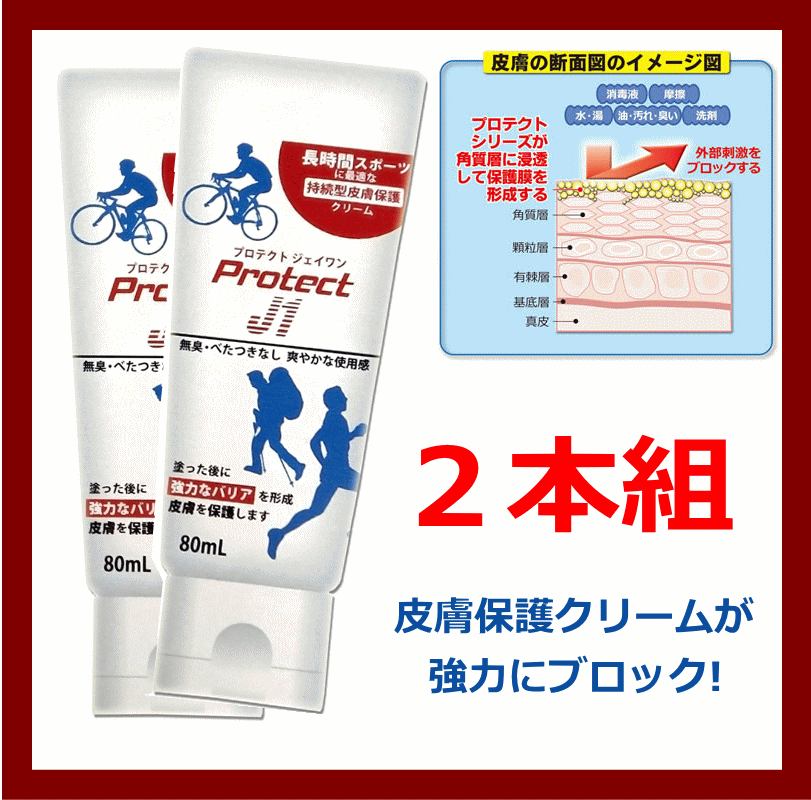 P5倍★即日発送☆Protect J1（プロテクト ジェイワン）80ml×2本組メーカーパンフ付き、長時間持続型保護クリーム