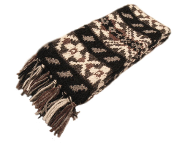 INVERALLANʥСˡ11K hand knit fairisle mufflerʥեޥե顼 blackgrey mix