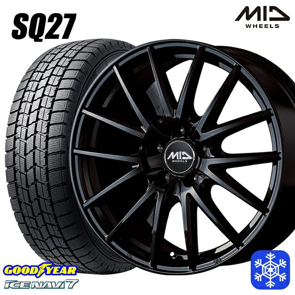215/60R16 ヤリスクロス ヴェゼル 2023年製 グッドイヤー アイスナビ7 MID シュナイダー SQ27 ブラック 16インチ 6.5J 5H114.3 スタッドレスタイヤホイール4本セット