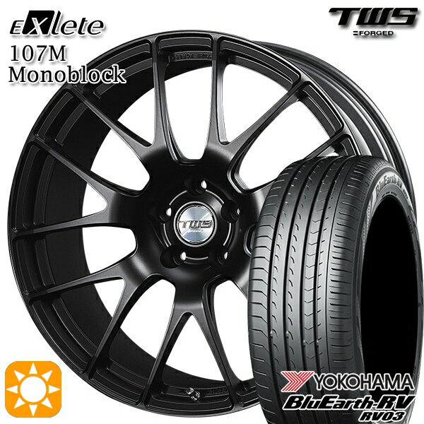 【取付対象】BMW X1 F48 225/45R19 96W XL ヨコハマ ブルーアース RV03 TWS EXlete 107M モノブロック フラットブラック 19インチ 8.0J 5H112 サマータイヤホイールセット
