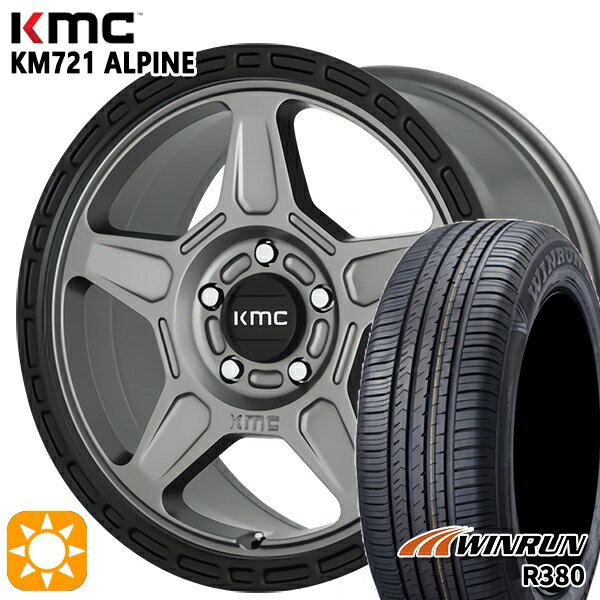 【取付対象】エスティマ ヤリスクロス 215/60R16 95H ウィンラン R380 KMC KM721 ALPINE SATINGRAY with BLACKLIP 16インチ 7.0J 5H114.3 サマータイヤホイールセット