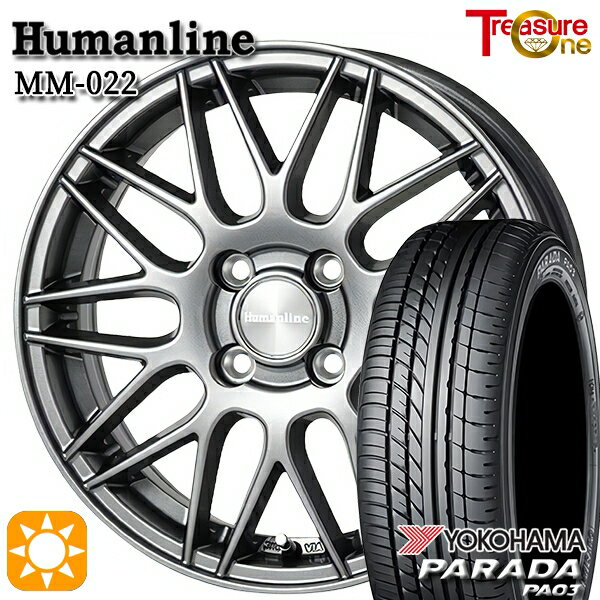 【取付対象】軽トラ 165/55R14C 95/93N ヨコハマ パラダ PA03 トレジャーワン ヒューマンライン MM022 ダークグレー 14インチ 4.5J 4H100 サマータイヤホイールセット