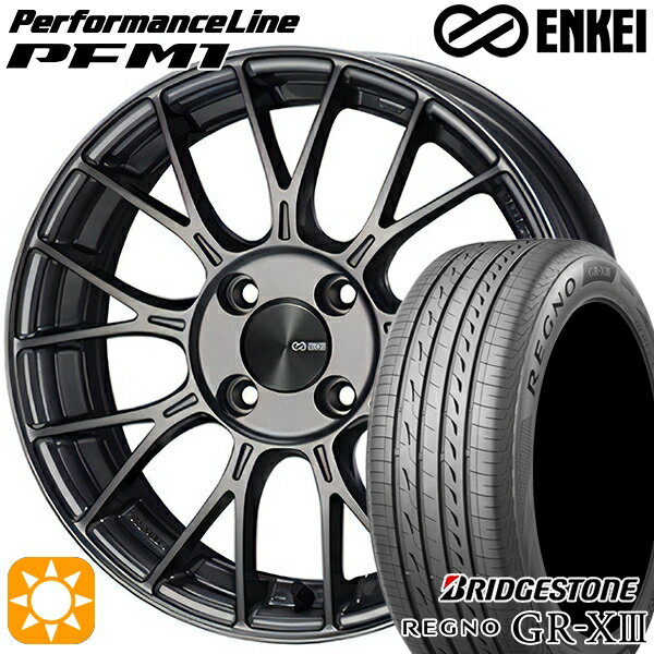 【取付対象】アクア ヤリス 195/45R17 81W ブリヂストン レグノ GR-X3 ENKEI エンケイ パフォーマンスライン PFM1 ダークシルバー 17インチ 7.0J 4H100 サマータイヤホイールセット