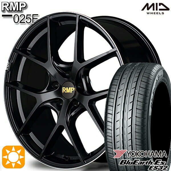 最大2,000円OFFクーポン★225/45R18 95W XL ヨコハマ ブルーアース ES32 MID RMP 025F セミグロスBK/リムエッジDCロゴMC 18インチ 7.0J 5H114.3 サマータイヤホイールセット