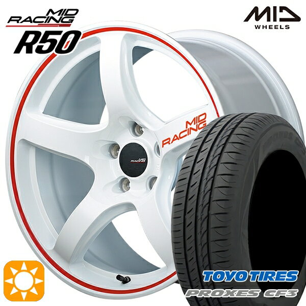 【取付対象】アイシス ノア/ヴォクシー 215/45R17 91W XL トーヨー プロクセス CF3 MID RMPレーシング R50 ホワイト/リムレッドライン 17インチ 7.0J 5H114.3 サマータイヤホイールセット