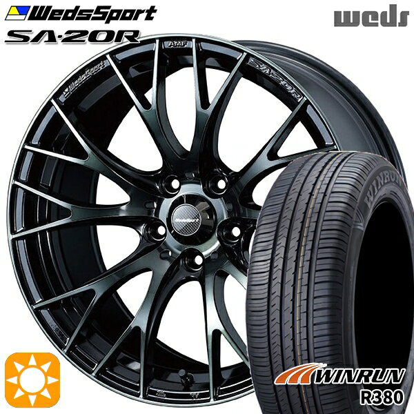 【取付対象】セレナ ラフェスタ 195/60R16 89H ウィンラン R380 Weds ウェッズスポーツ SA20R WBC（ウォースブラッククリアー） 16インチ 7.0J 5H114.3 サマータイヤホイールセット