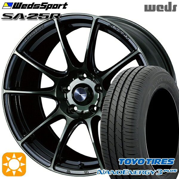 【取付対象】225/45R18 91W トーヨー ナノエナジー3プラス Weds ウェッズスポーツ SA25R WBC (ウォースブラッククリアー) 18インチ 7.0J 5H114.3 サマータイヤホイールセット