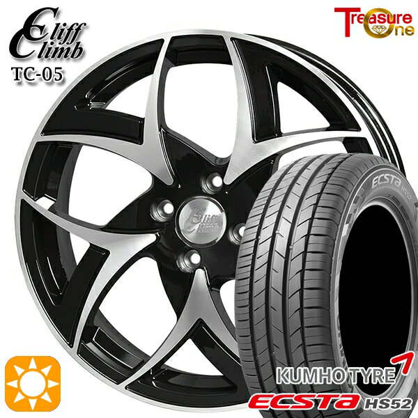 【取付対象】195/45R16 84V XL クムホ エクスタ HS52 トレジャーワン クリフクライム TC05 ブラックポリッシュ 16インチ 6.0J 4H100 サマータイヤホイールセット