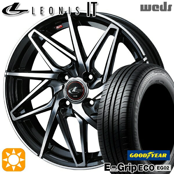 【取付対象】175/65R14 82S グッドイヤー エフィシェントグリップ EG02 Weds レオニス IT PBMC (パールブラック/ミラーカット) 14インチ 5.5J 4H100 サマータイヤホイールセット
