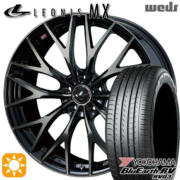 【取付対象】アルファード ヴェルファイア 245/40R19 98W XL ヨコハマ ブルーアース RV03 Weds レオニス MX PBMC/TI (パールブラック ミラーカット/チタントップ) 19インチ 8.0J 5H114.3 サマータイヤホイールセット
