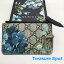 GUCCI グッチ キーリング付きコインケース ブルー系 PVC 小銭入れ 花柄 新品同様品 【トレジャースポット】【中古】