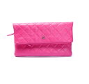 シャネル CHANEL マトラッセ クラッチバッグ ラムスキン レザー ピンク ギャランティカード付き 送料無料 【トレジャースポット】【中古】
