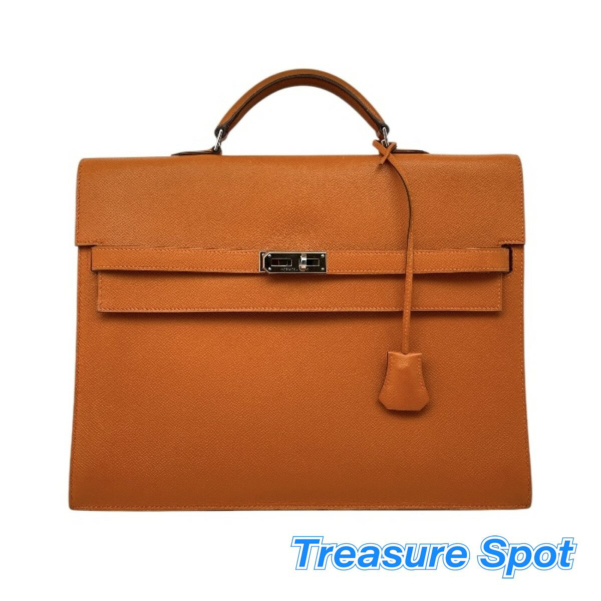 HERMES　エルメス　ケリーデペッシュ　34　ヴォーエプソン　□K刻印　オレンジ　【中古】【トレジャースポット】送料無料