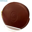 【中古】カルティエ マストライン コインケース 丸型 ラウンド ファスナータイプ 小銭入れ レザー ボルドー レディース メンズ Cartier 【072719】