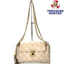 【中古】PRADA プラダ チェーンショルダーバッグ ナイロン POMICE グレージュ系 ゴールド金具 BR4965 【121521】