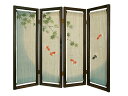 送料無料(沖縄・北海道除外)!(ミニ屏風 四連『金魚』)夏 ついたて 衝立 インテリア【HLS_DU】