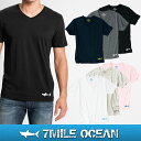 【スマホエントリーで更にポイント10倍】メール便 送料無料 7MILE OCEAN メンズ 半袖 Vネック Tシャツ プリント ロゴ ワンポイント 無地 Vネック 黒 白 グレー ネイビー ピンク 通販限定 S M L XL 大き目 大きい ビッグサイズ対応
