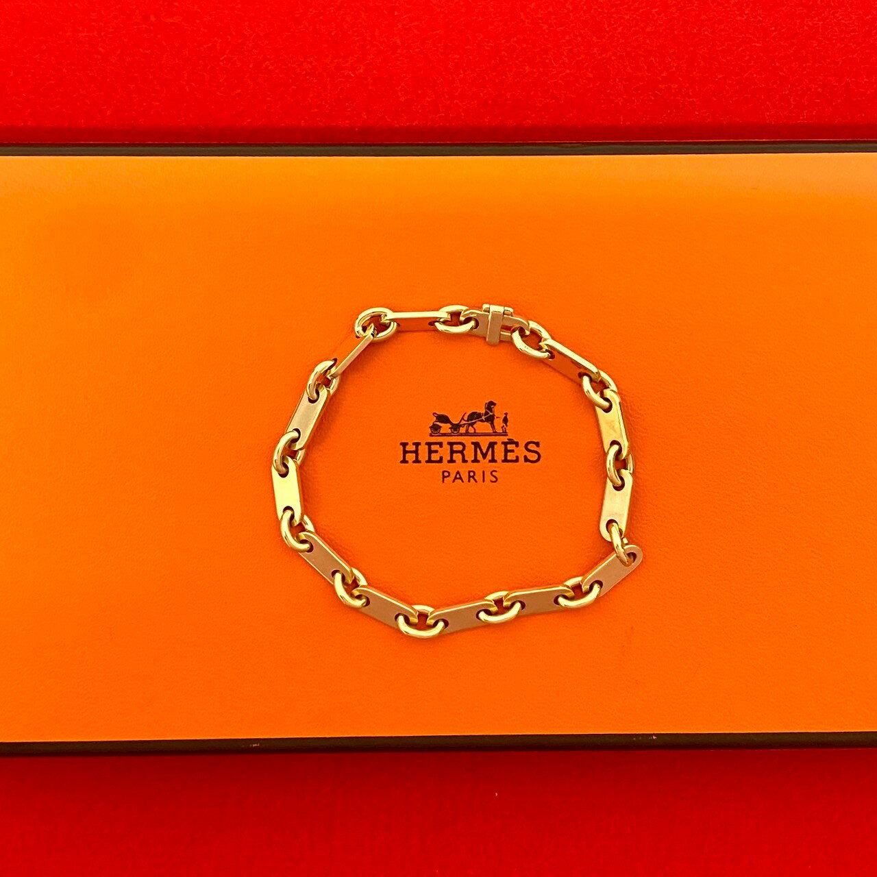 【ポイント2倍】極 美品 希少品 HERMES エルメス K18 イエローゴールド チェーン ブレスレット バングル アクセサリー レディース ゴールド 89-10【送料無料】【中古】