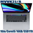 Apple MacBook Pro MVVK2J/A MacBook Pro 2300/16 Corei9 2.3GHz 8コア 16GB SSD1TB 16インチRetina RadeonPro5500M webカメラ touchID スペースグレイ