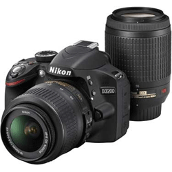 Nikon ニコン D3200 200mm ダブルズームキット ブラック デジタル一眼レフカメラ 2416万画素/3.0型液晶/ニコンFマウント D3200WLK 