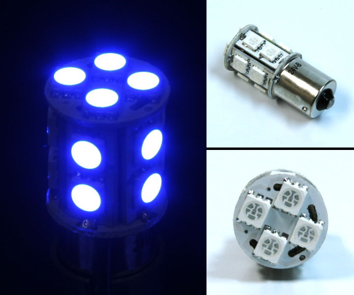 LED14 ソケット式　ハイグレードバルブ　シングル球　無極性タイプ　ブルー・グリーン・ホワイトLED独特のシャープな光線　