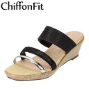 シフォンフィット ChiffonFit CF-5017 レディース靴 靴 シューズ E相当 サンダル スクエアトゥ ウェッジソール ストラップ ブラック TSRC