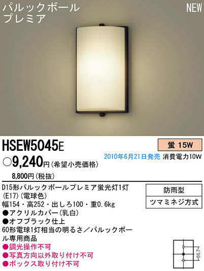 Panasonic 住宅用照明器具アウトドアブラケットライトHSEW5045E
