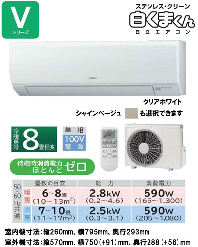 日立 住宅用エアコン Vシリーズ(2012)RAS-V25B (おもに8畳用)《クレジット払い専用商品》