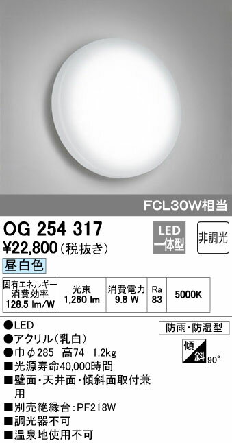 オーデリック 照明器具LEDバスルームライト昼白色 非調光 FCL30W相当OG25431…...:tss:10849247