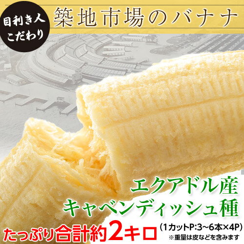 さよなら「築地市場のバナナ」　エクアドル産キャベンディッシュ種　約2kg(3〜6本×4P)…...:tsukiji-chokusoubin:10007260