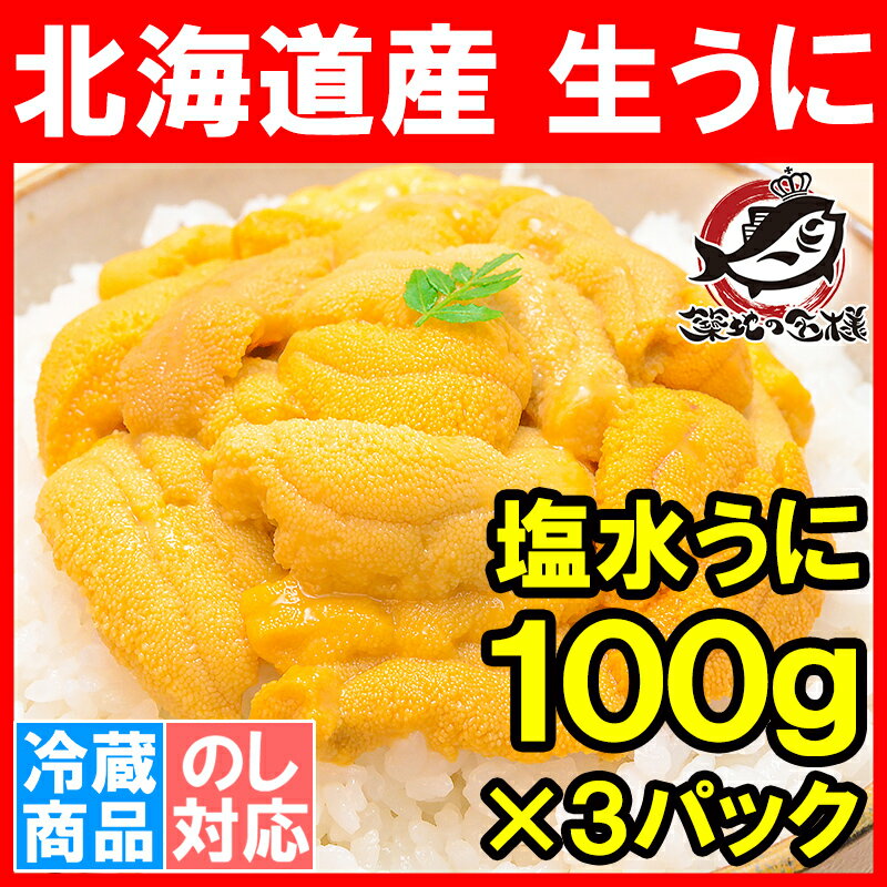 送料無料 生うに 塩水うに 北海道産生うに300g 100g×3パック 日時指定不可 うに丼約2杯分！入荷後、順次発送します【うに ウニ うに丼 ウニ丼 海鮮丼 うにパスタ うにスパゲッティ うに軍艦 手巻き寿司 寿司ねた 築地市場 ギフト】r