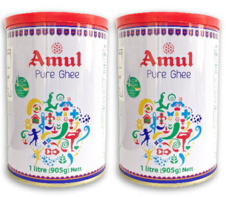 《送料無料》 ピュア ギー アムール 1L （1000ml）× 2缶セット ［Amul Pure Ghee］【澄ましバター バター インディアンギー】《あす楽》