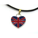 ユニオンジャック ハート ペンダント チョーカー 本革紐付 イギリス 英国 国旗 パンク モッズ グッズ ロック PUNK