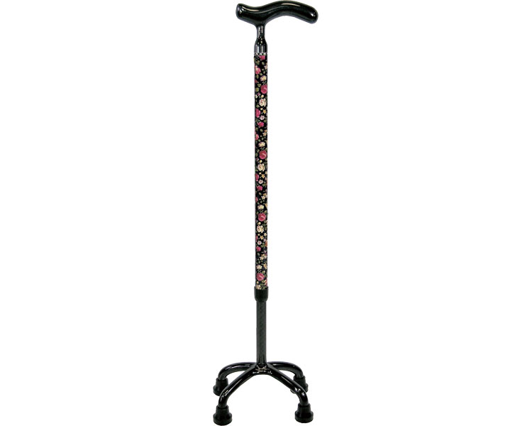 ★ポイント最大16倍★【全国配送可】-オールカーボンクオッドケイン四点式 70C-F4　花柄NB 島製作所　JAN 4945528078222 kt285629 取寄品 歩行関連 杖 多点杖-【介護福祉用具】