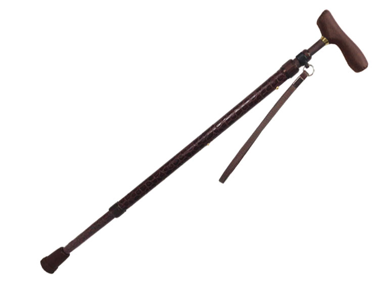 ★ポイント最大16倍★【全国配送可】-クォーターポイントSP 63-DL1　レザーベルギーチョコ 島製作所　JAN 4945528073951 kt329575 取寄品 歩行関連 杖 伸縮杖-【介護福祉用具】