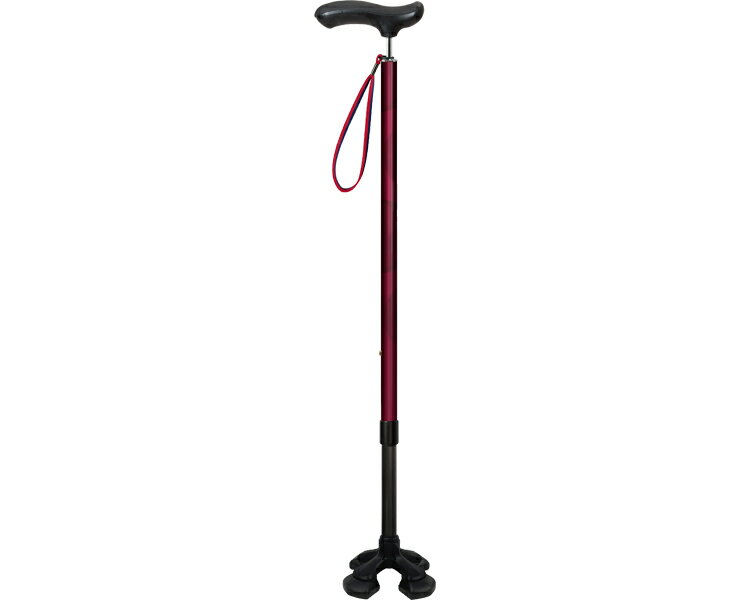★ポイント最大16倍★【全国配送可】-やわらGELグリップ4点杖　ショート 605320　ボルドー シナノ　JAN 4959431117510 kt522002 取寄品 歩行関連 杖 多点杖-【介護福祉用具】