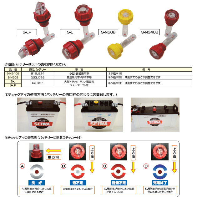 【お取り寄せ】バッテリーの状態をカラーでお知らせ☆【セイワのバッテリーチェッカー チェックアイSP-L】