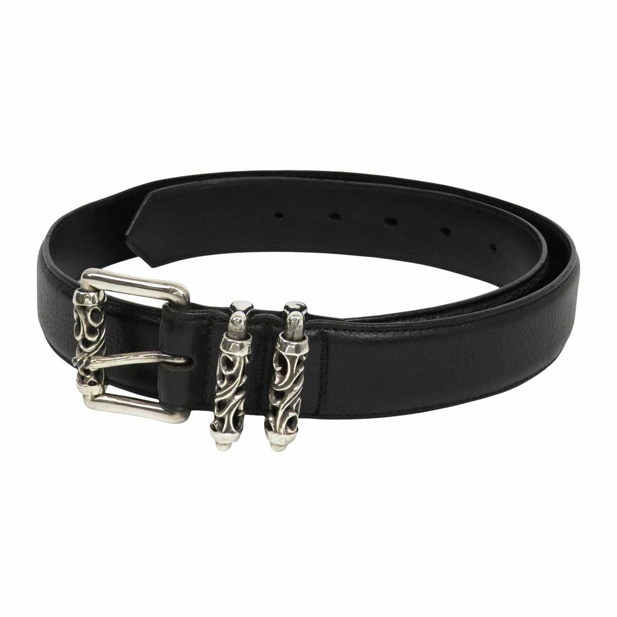 クロムハーツ 3PC ケルティック ローラー ベルト SV925 レザー ユニセックス ブラック CHROME HEARTS 【中古】 【アパレル・小物】