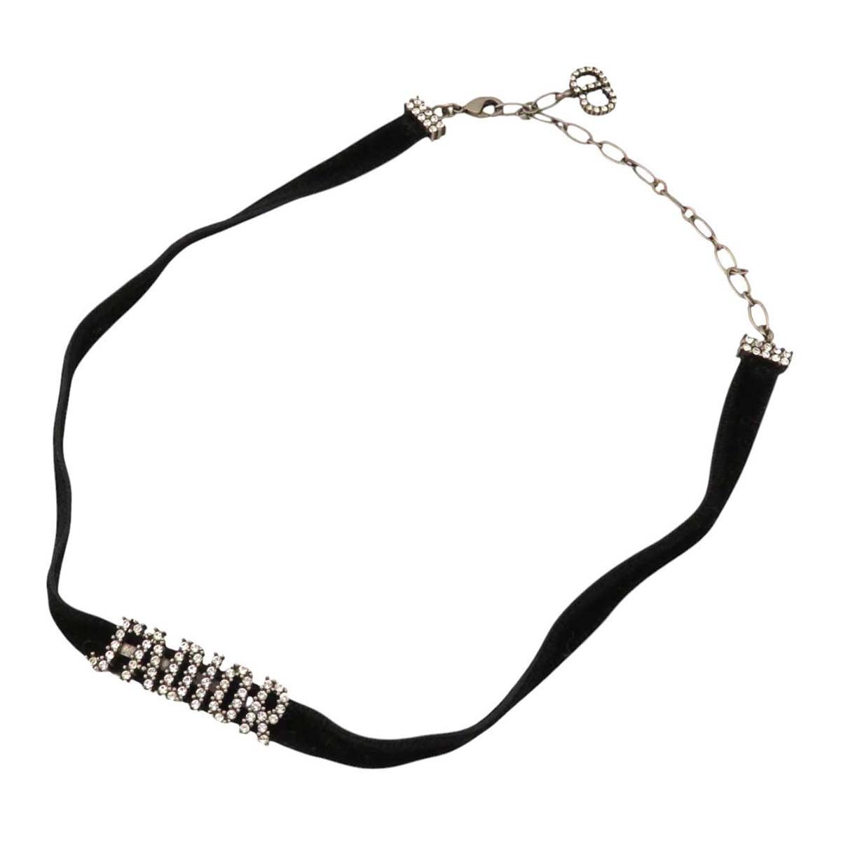 ディオール J'ADIOR チョーカー メタル ベロア ラインストーン ユニセックス ブラック Dior 【中古】 【アパレル・小物】